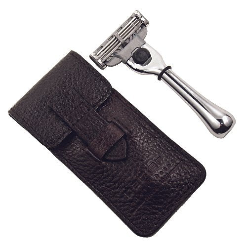 Parker Travel Mach 3 Compatible Razor with Leather Case