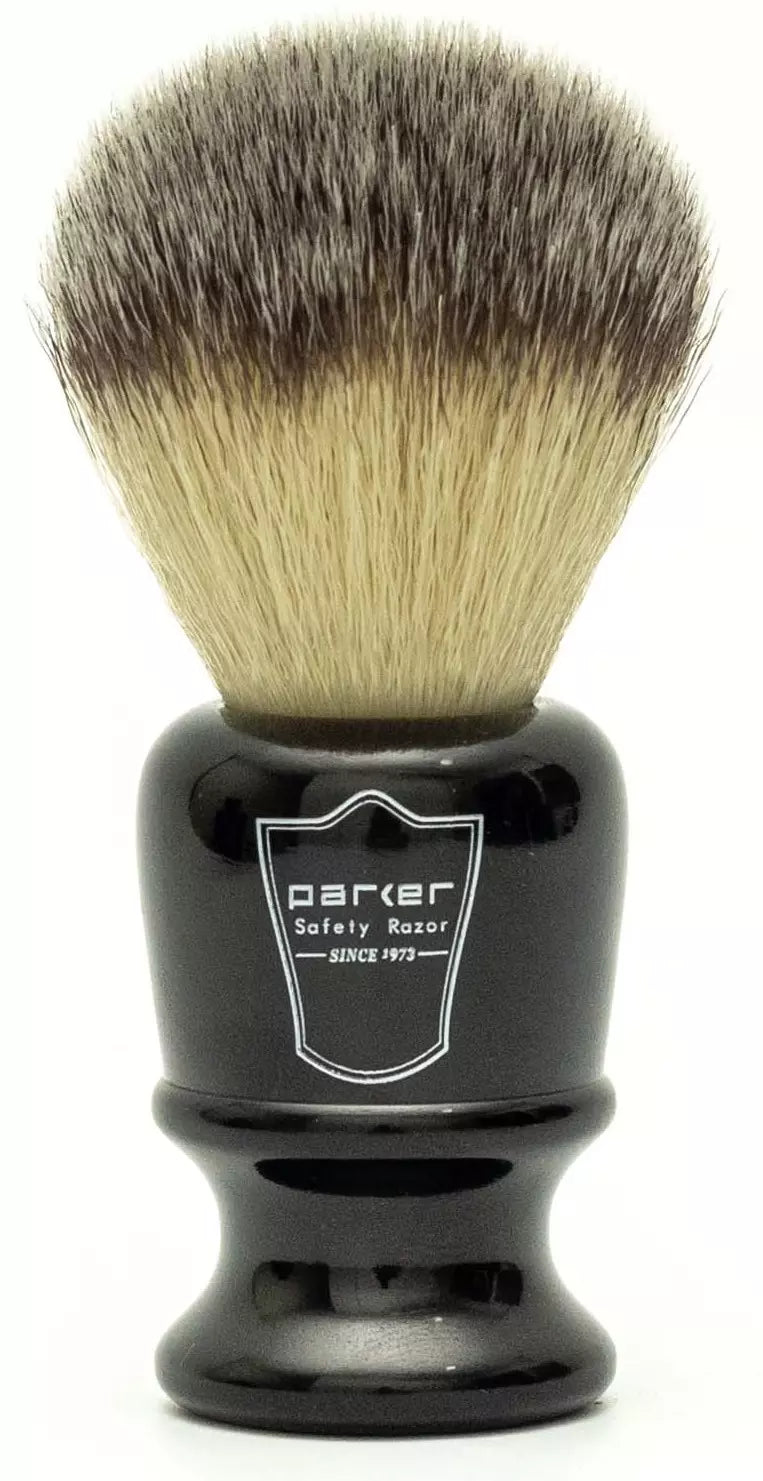 Parker Black Handle Synthetic Bristle Shave Brush