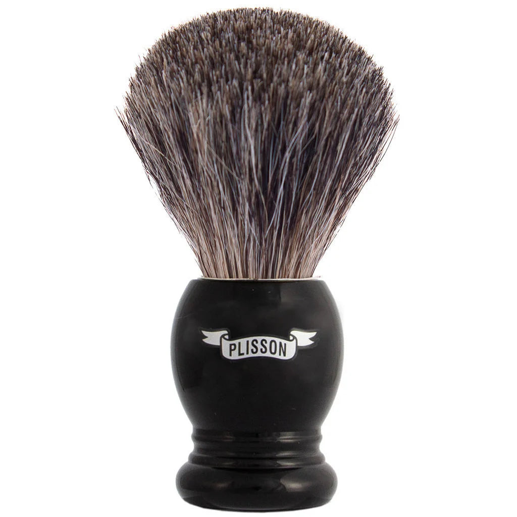 Plisson 1808 Shaving Brush Essential Black Russian Grey Badger