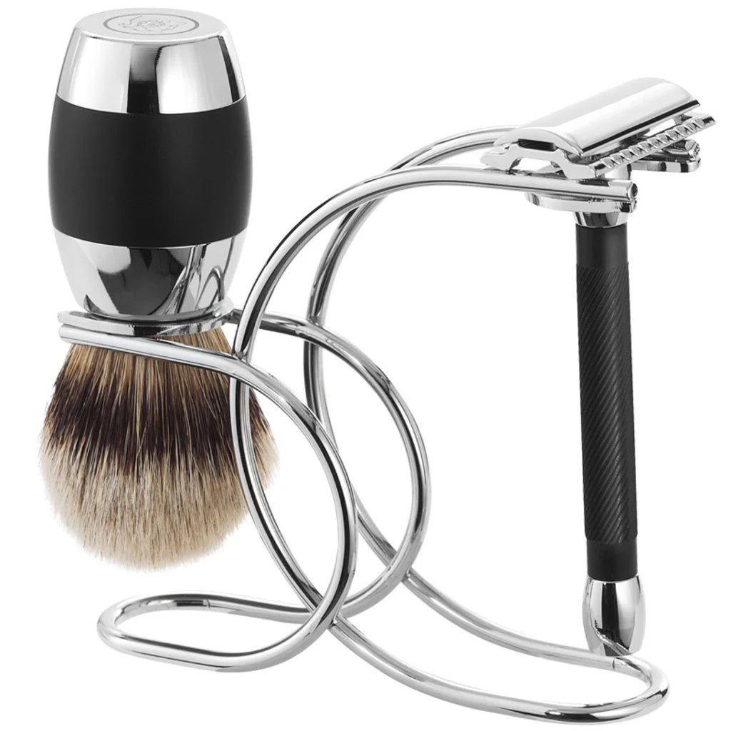 Merkur Shaving Brush Silvertip Badger & 20C Safety Razor Set